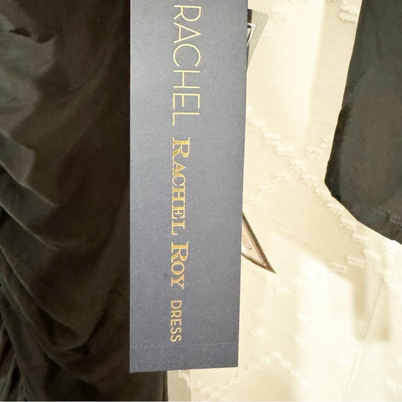 🎂 300. Rachel Roy Black Ruched Long Sleeve Bodycon Midi Dress Size XS NWT - Picture 7 of 9